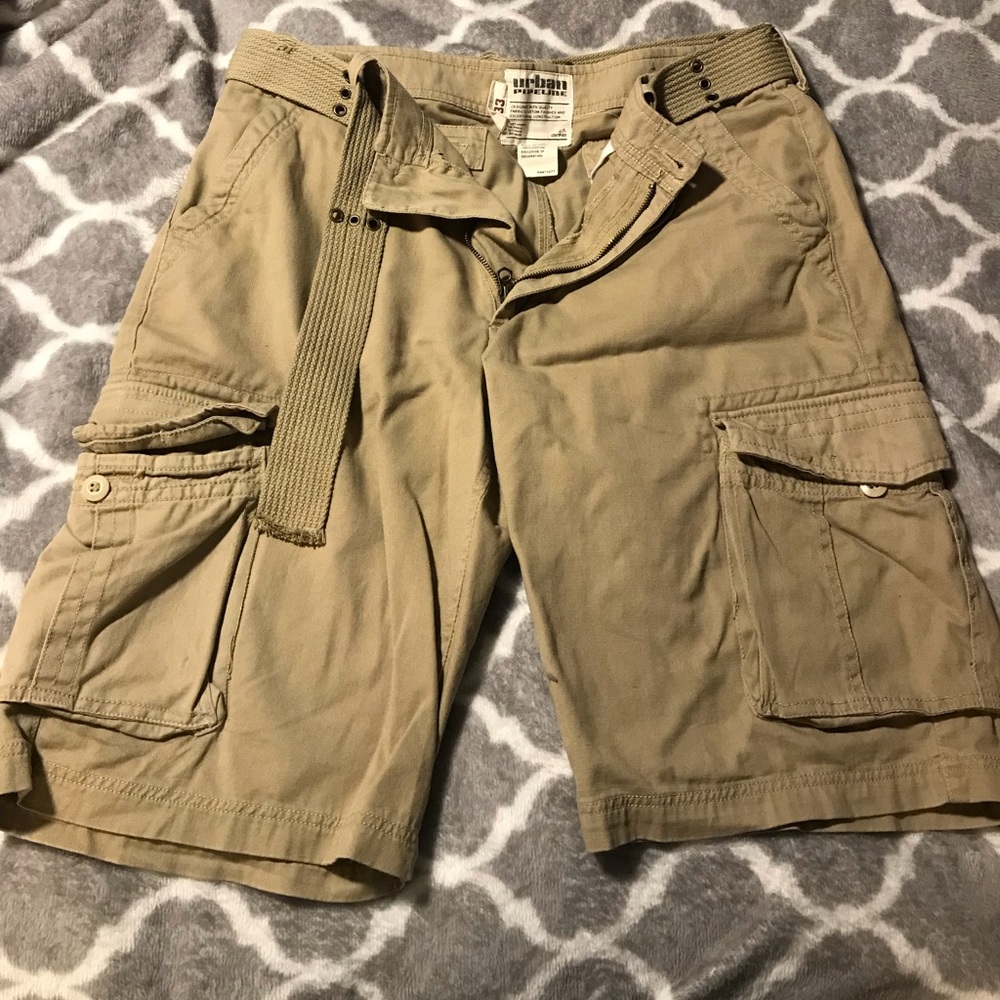Urban Pipeline cargo shorts with belt.
